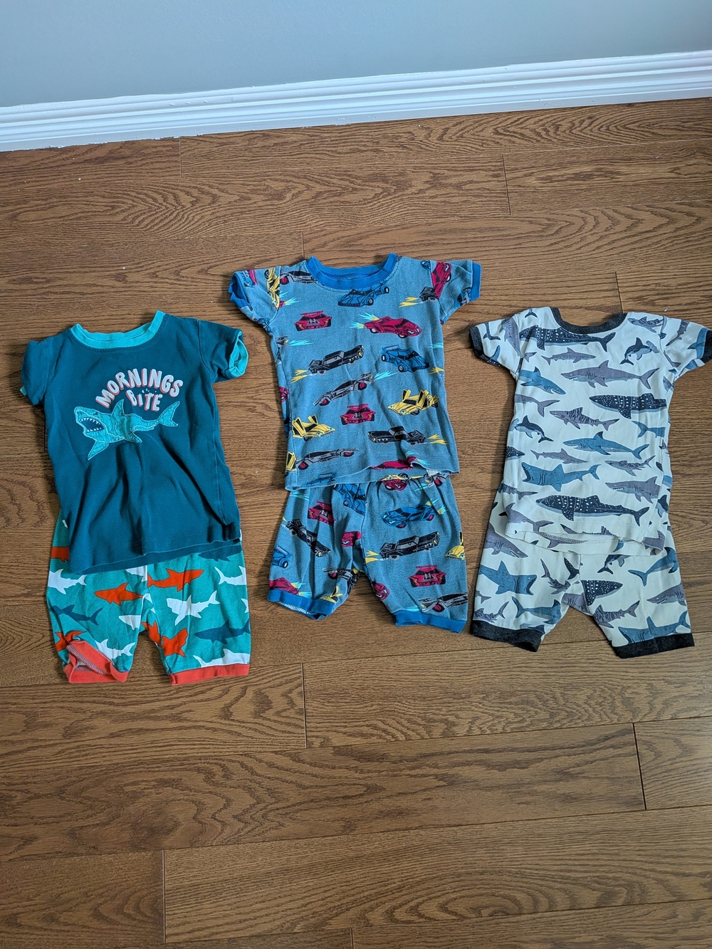 3-Piece Toddler Short Pajama Set Bundle - Sharks & Cars